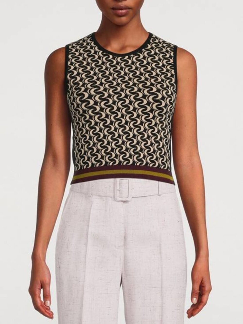 Dries Van Noten Beige Moon Jacquard Sleeveless Sweater